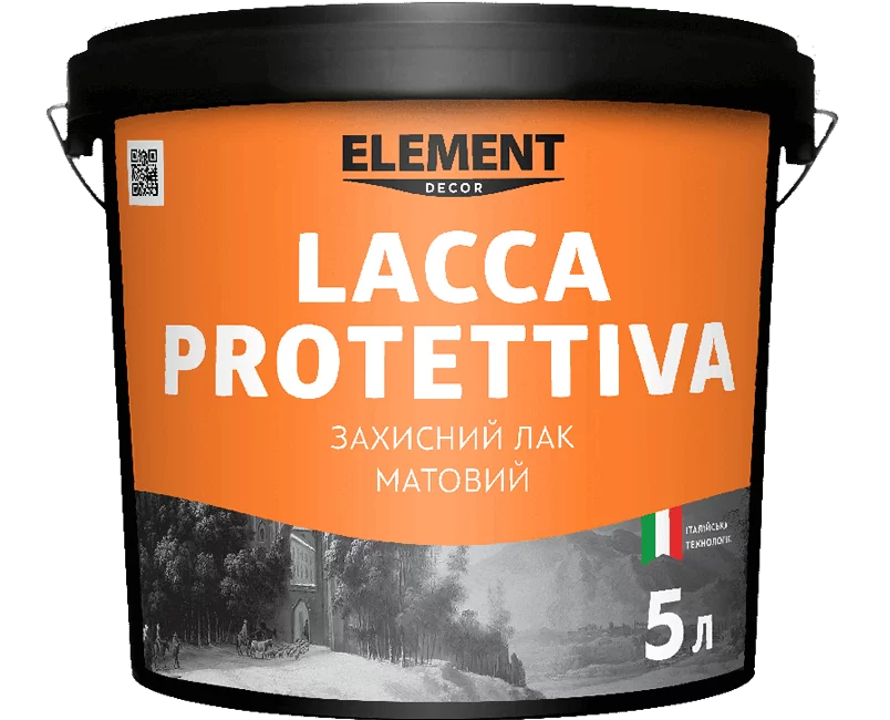 ELEMENT Decor, "Lacca Protettiva", матовый акриловый защитный лак, 5 л