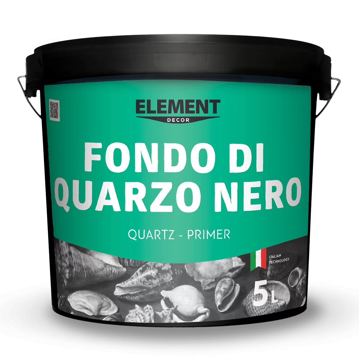 ELEMENT Decor, "Fondo di Quarzo NERO", адегезионный грунт чёрного цвета, 5 л